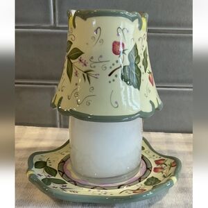 PartyLite: Vintage Retired Strawberry Fields Candle Jar Plate & Topper Shade